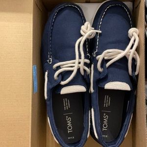 Tom’s Men’s Claremont Navy Canvas Boat Shoes - size 11.5